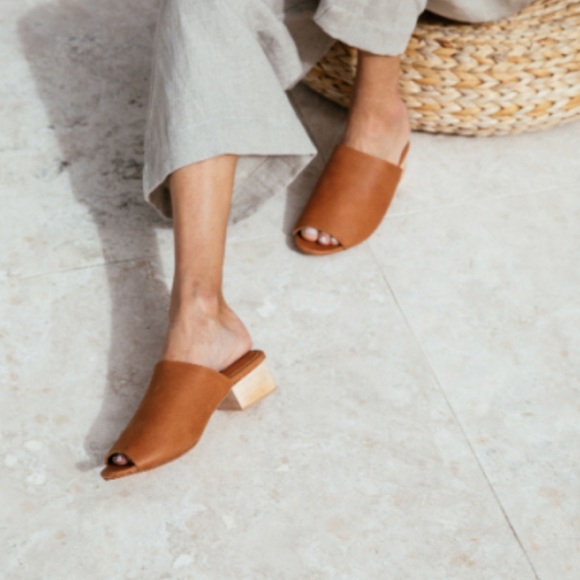 tan mule slides